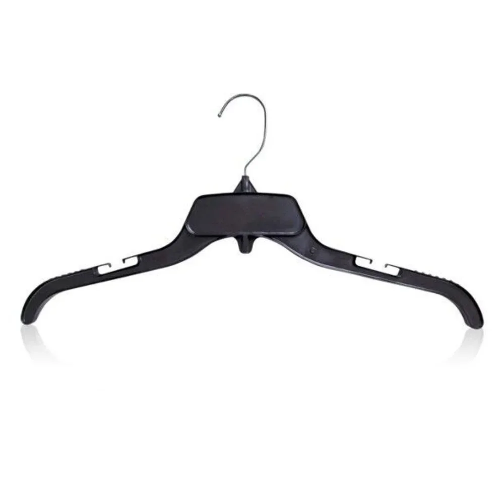 Plastic Utility Hangers Curved Notched Black 17 Inch 25 Pcs